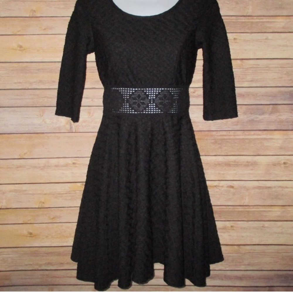 American Rag Black Lace Cut Out Skater Dress